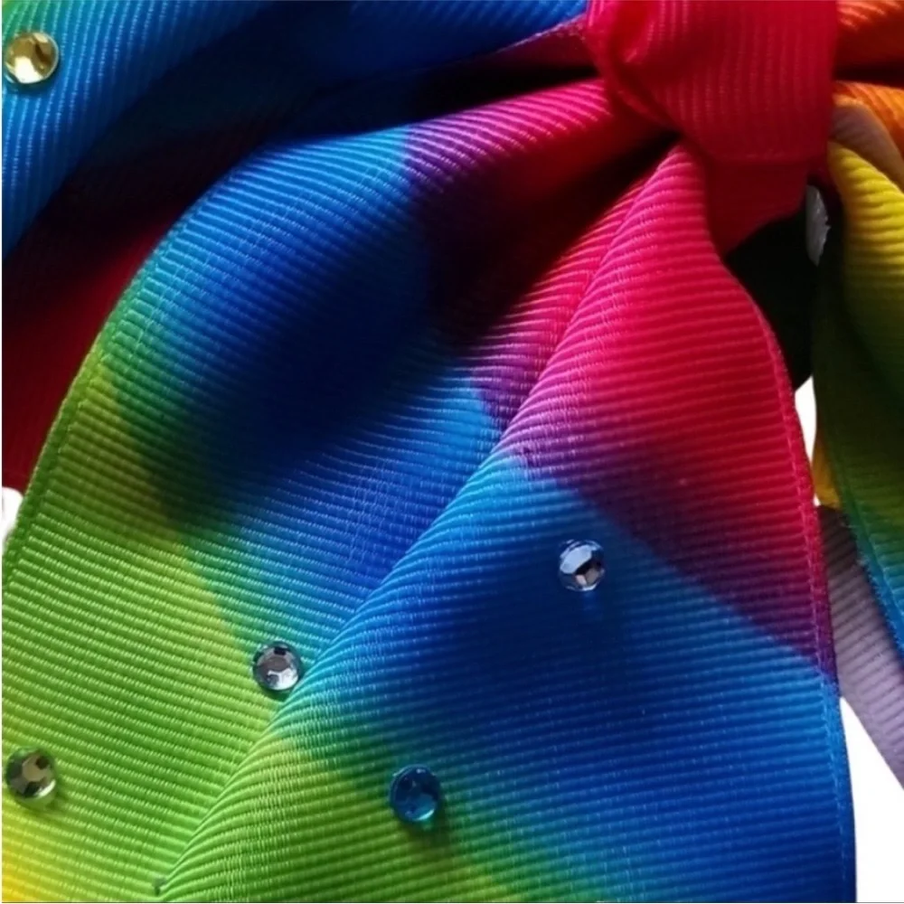 NWT Copper Key Bow Jumbo Size Rainbow Color with Sequins